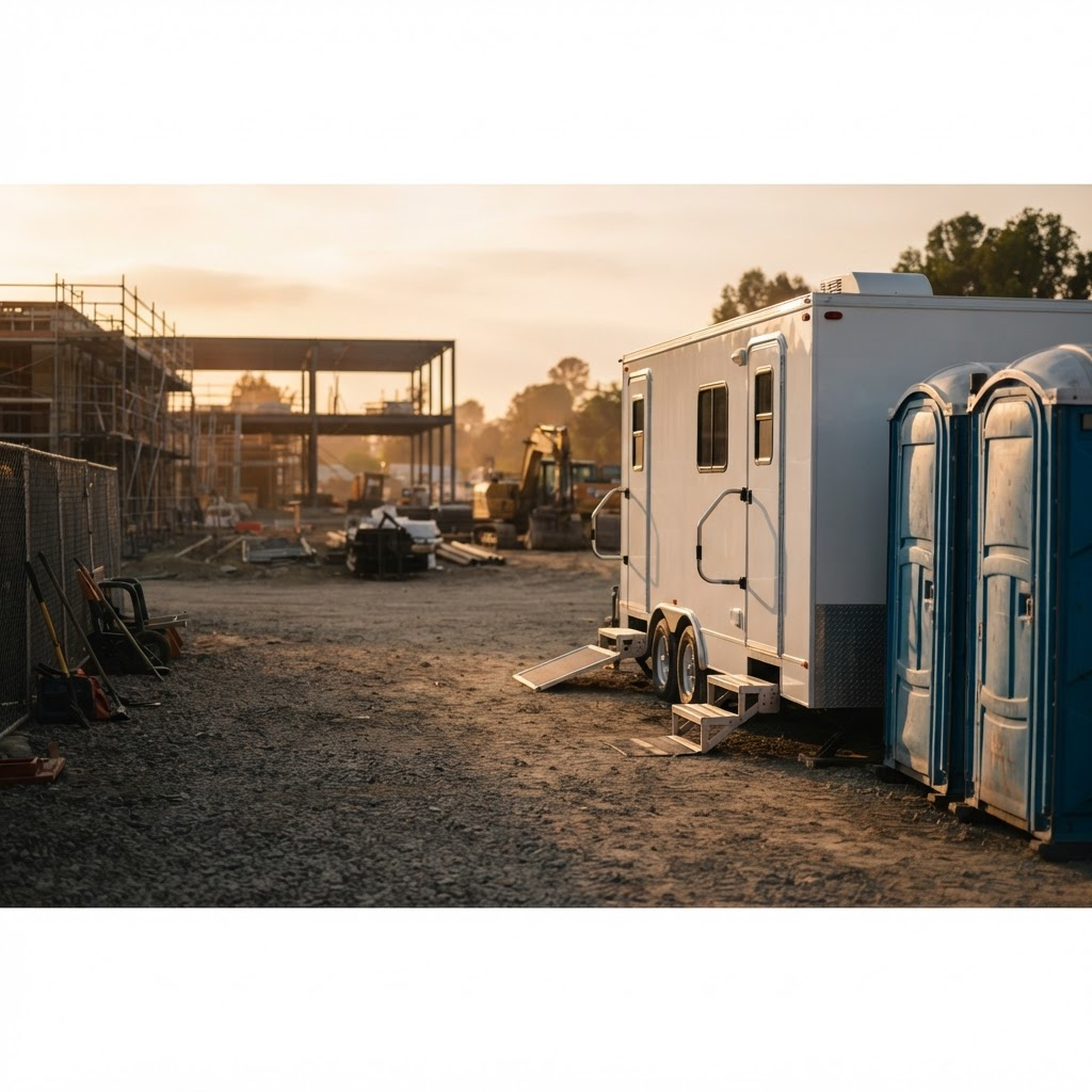 Clean portable restrooms ready for a California outdoor site